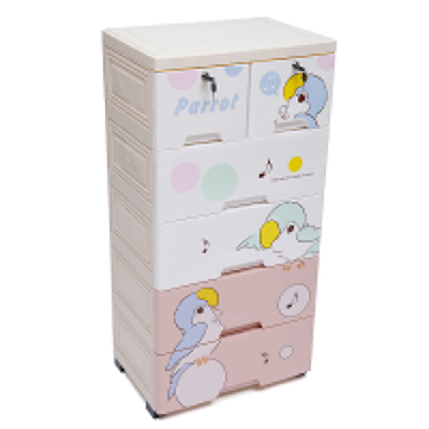 Modern Rolling Plastic Dresser Storage Cabinet With Lock 6 Drawers