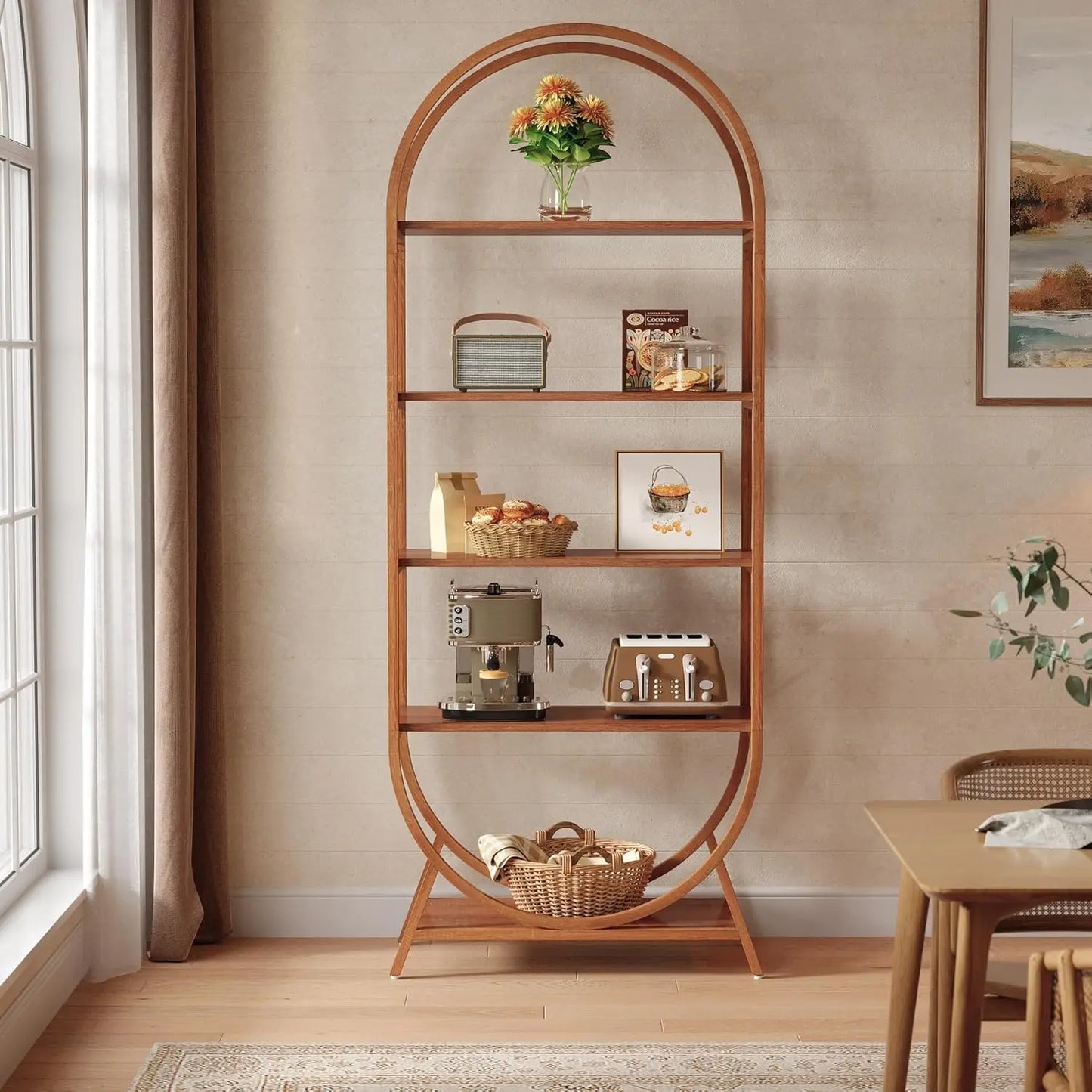 Little Tree 5-Tier Arched Bookcase Freestanding Display Shelf