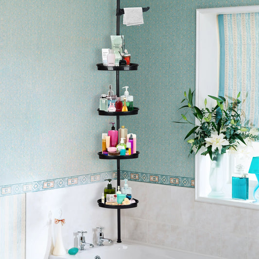 HiMISSH Corner Shower Caddy Tension Pole 4-Tier Shelves
