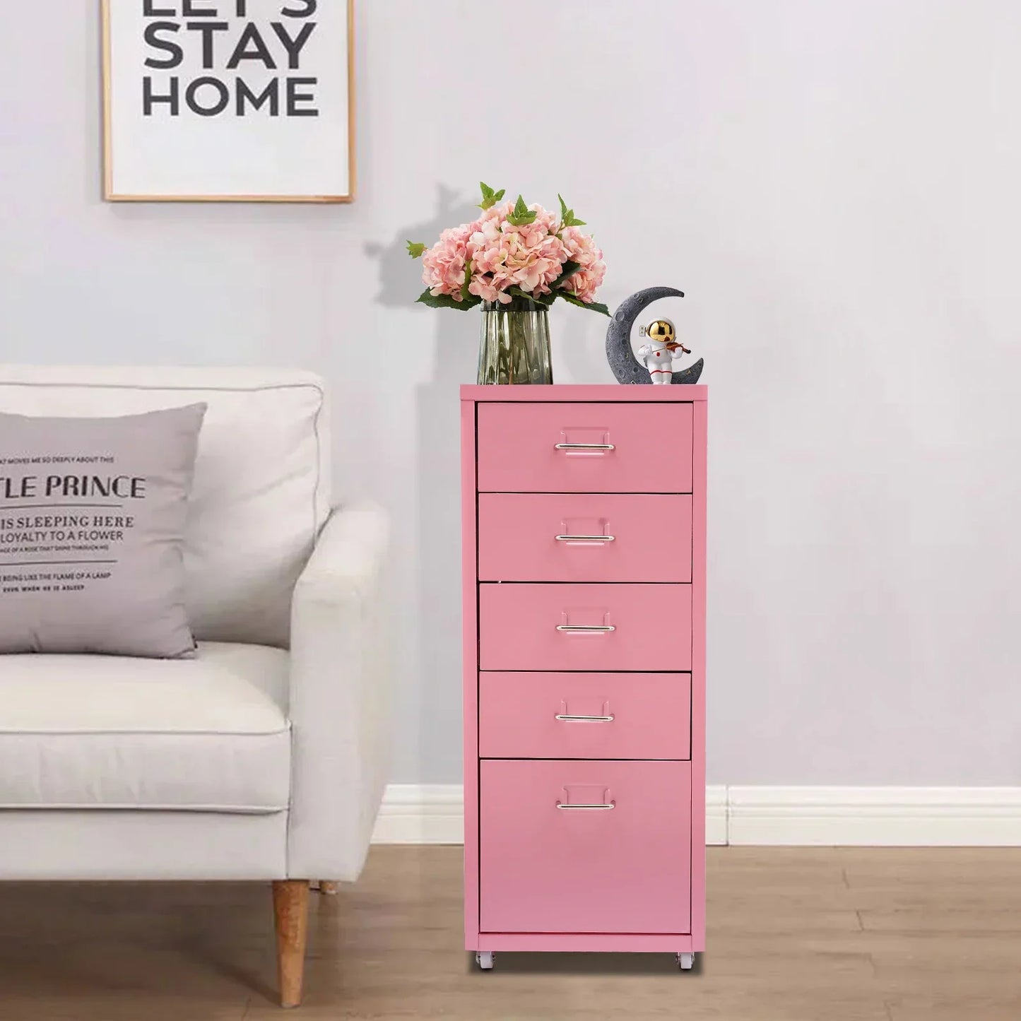 Bymaocar Five Drawer File Cabinet On Wheels Mobile Organizer