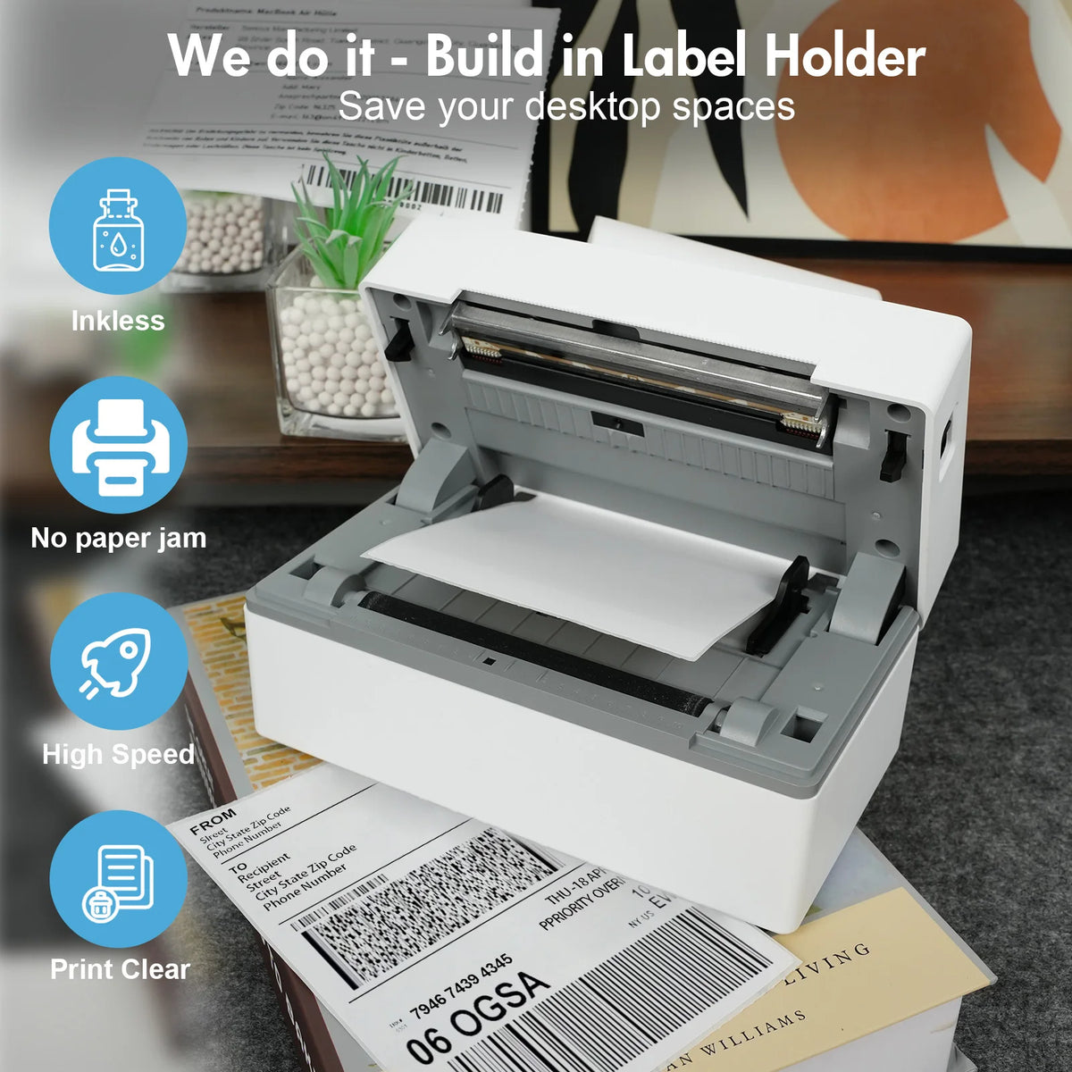 TakeYou Portable Thermal Label Printer Bluetooth USB Shipping Labels