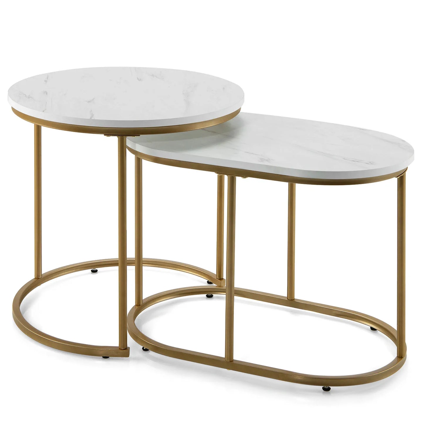 HOMASIS Nesting Coffee Tables Marble Living Room Set