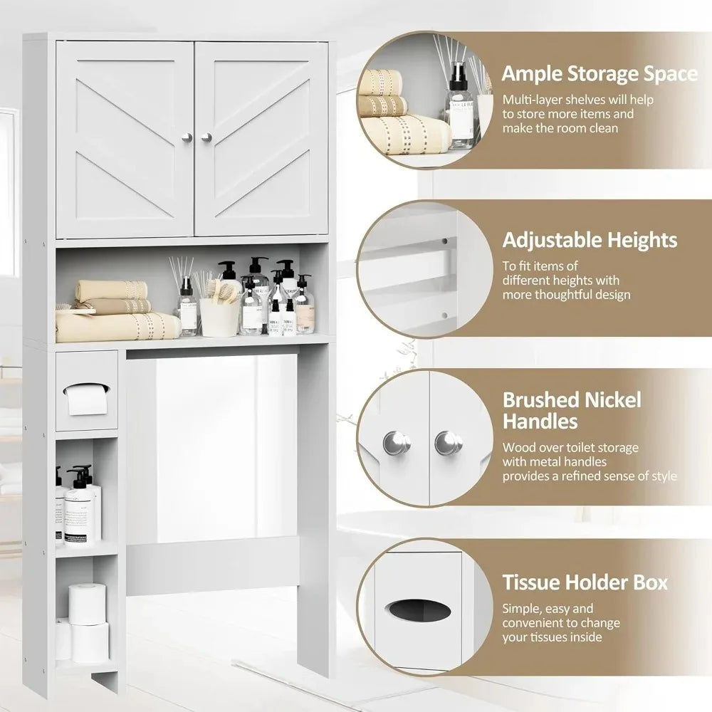 Over Toilet Bathroom Storage Cabinet With Paper Holder Freestanding Organizer