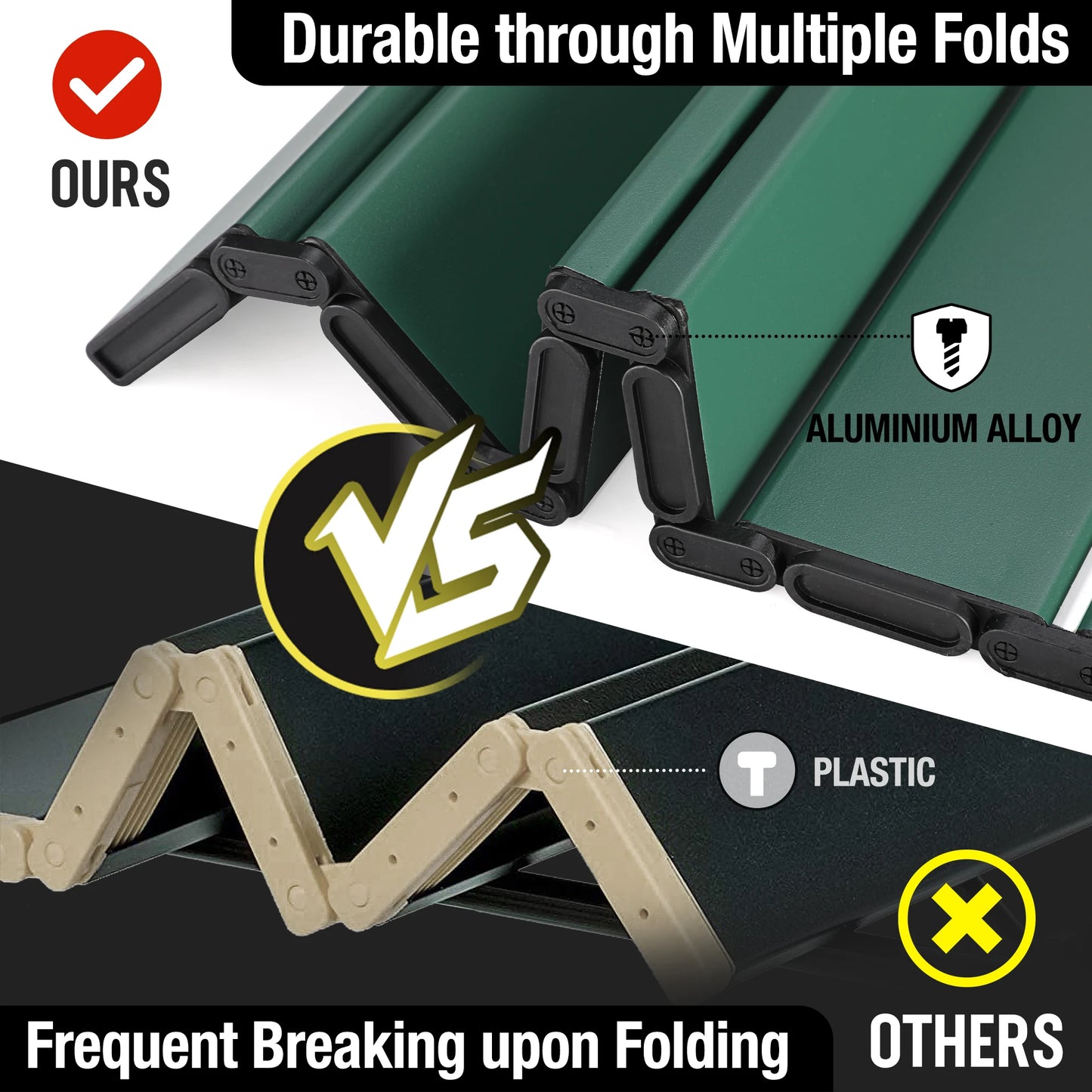 Villey Folding Camping Adjustable Square Table with Carry Bag Aluminum