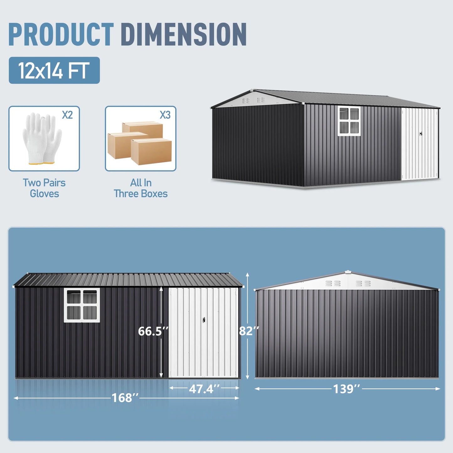 VIWAT Outdoor Metal Storage Shed With Window Lockable