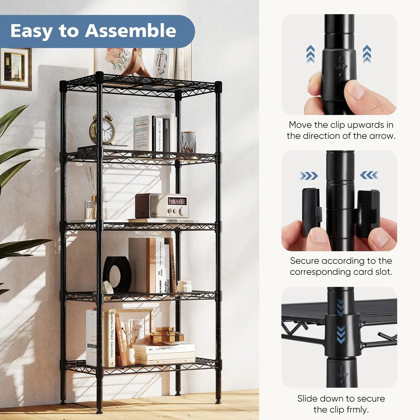 JHK Three To Five Tier Metal Wire Storage Shelves Adjustable