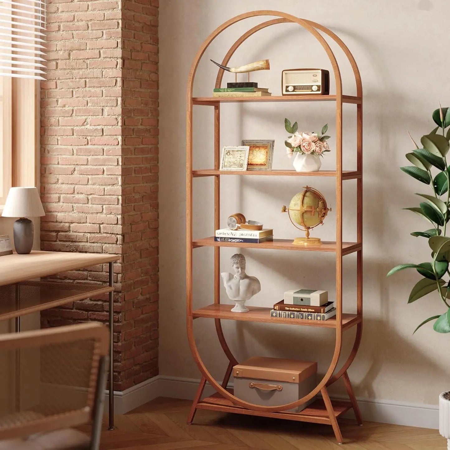 Little Tree 5-Tier Arched Bookcase Freestanding Display Shelf