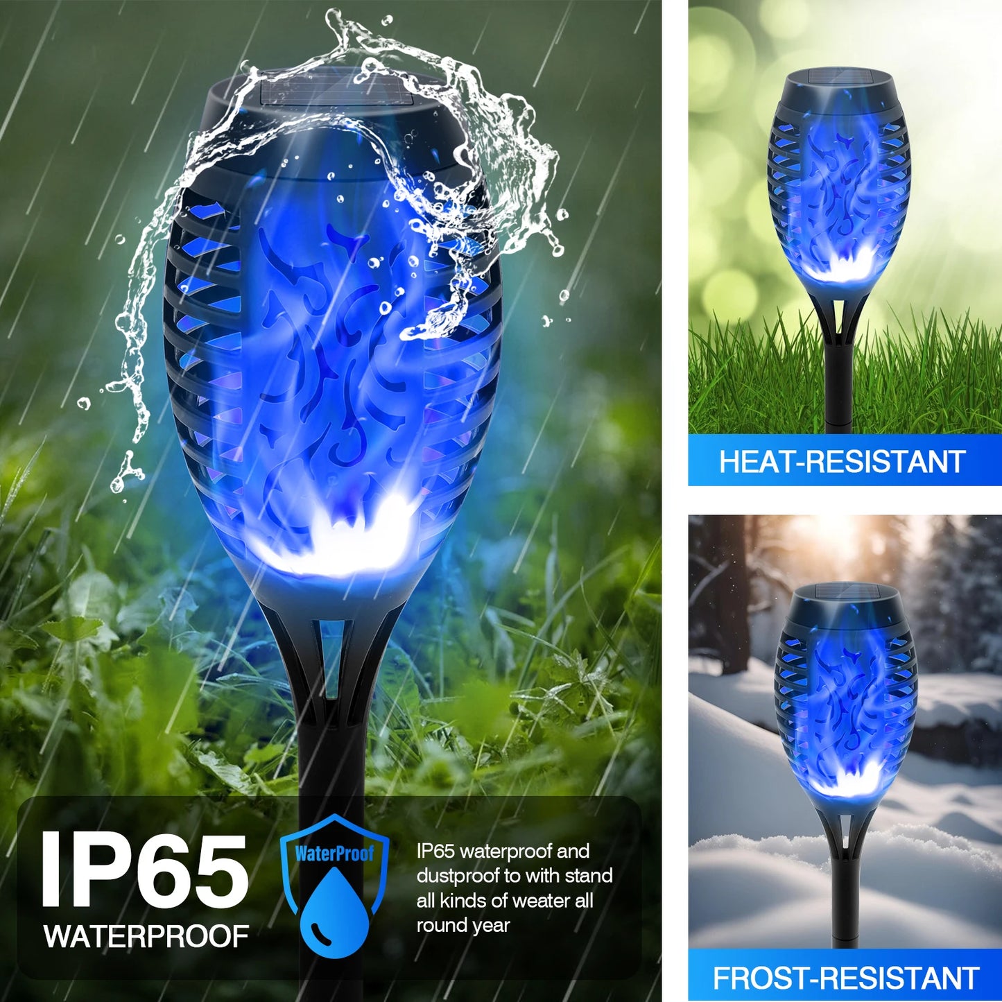 Solar Torch Lights Waterproof 8 Pack Flickering Flame Garden Decor