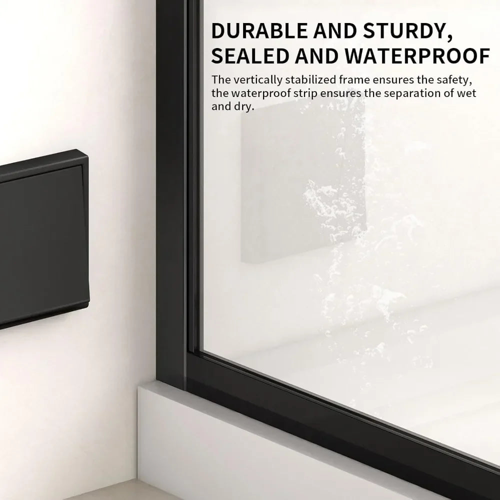 Walk-In Shower Door With Tempered Glass Panel For Bathroom