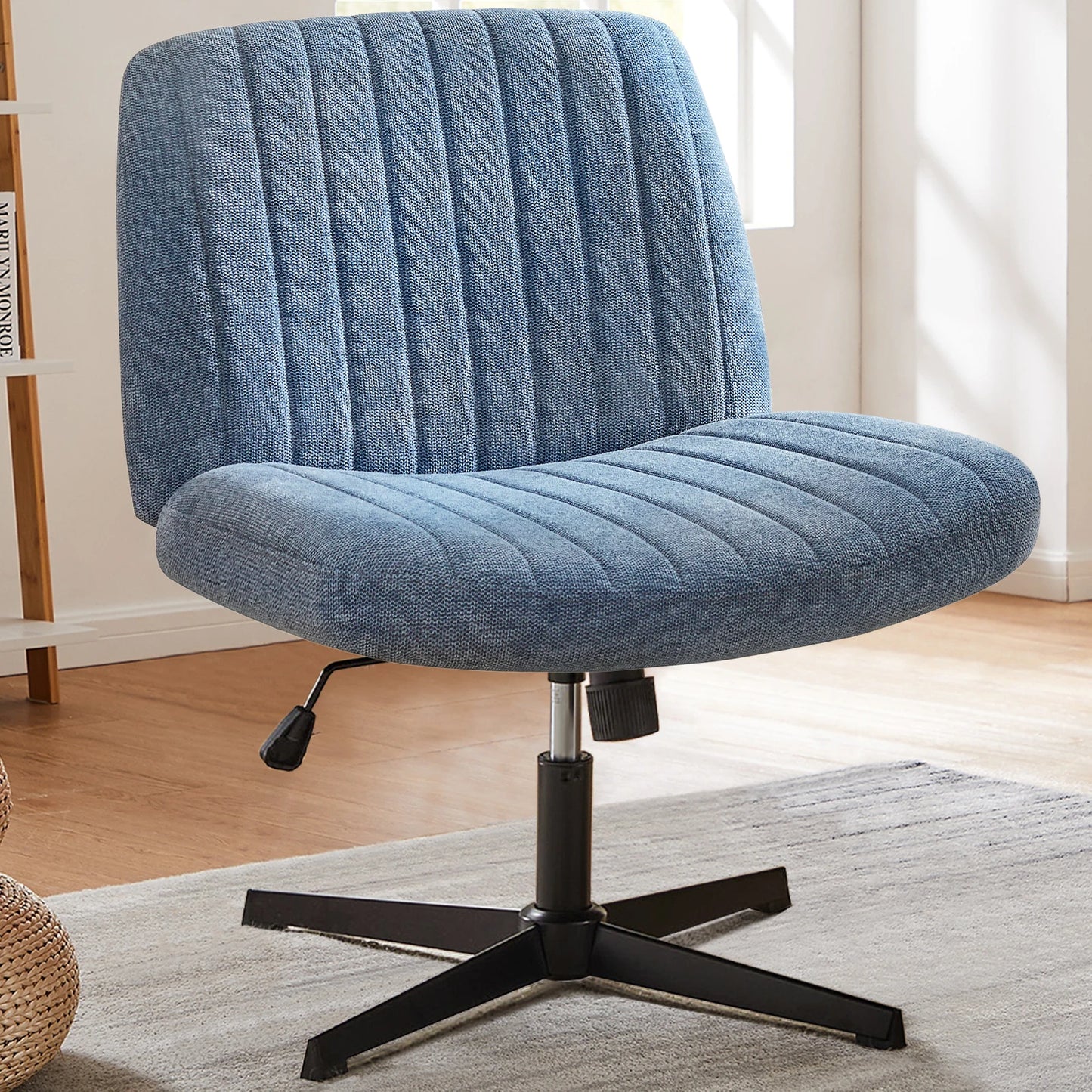 JHK Cross Legged Office Chair Rocking Swivel Adjustable Fabric Task Chair