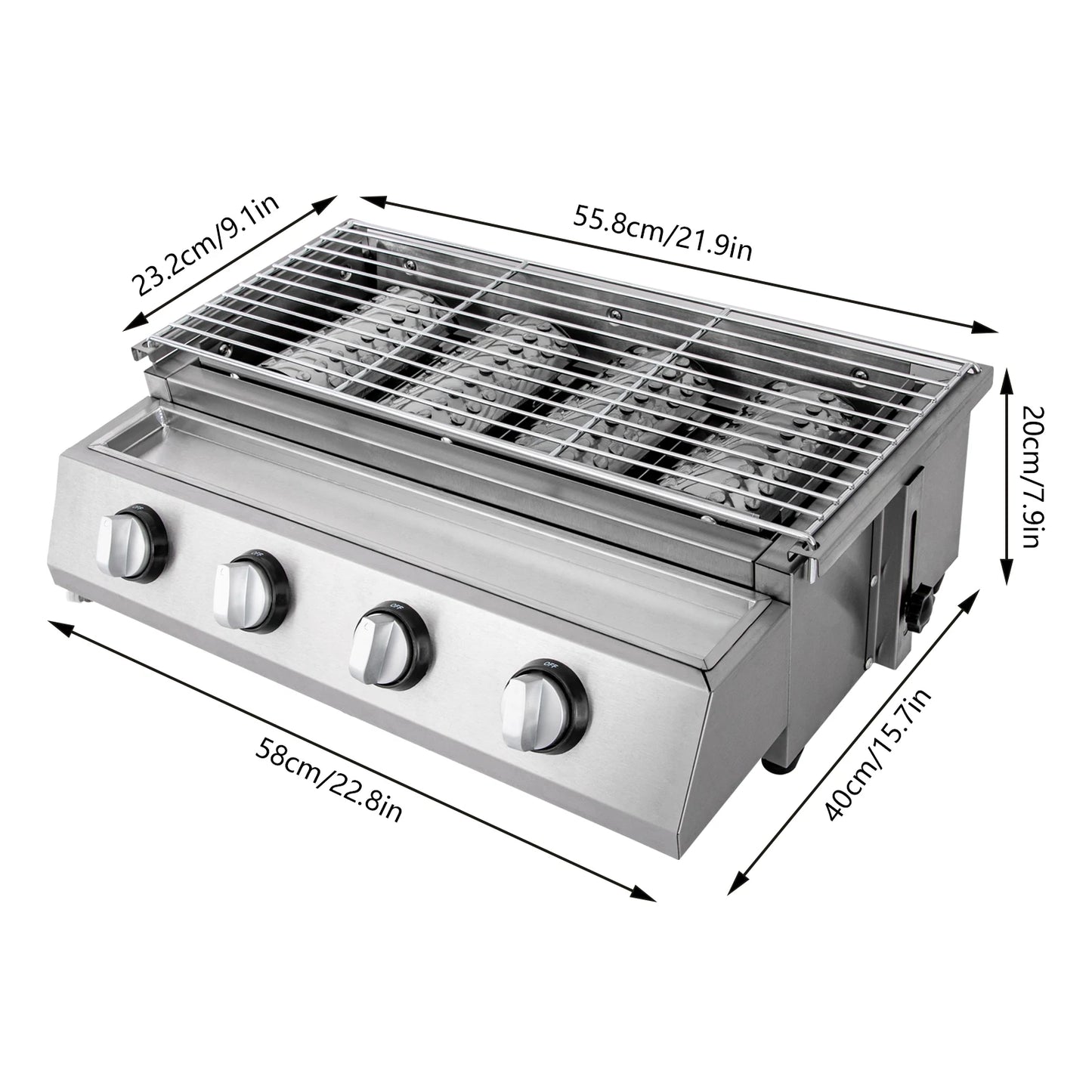 Professional Stainless Steel Portable Propane Gas Grill Smokeless Camping