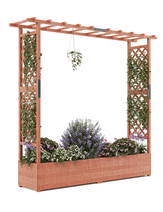 HiMISS Elevated Wooden Raised Garden Bed With Trellis
