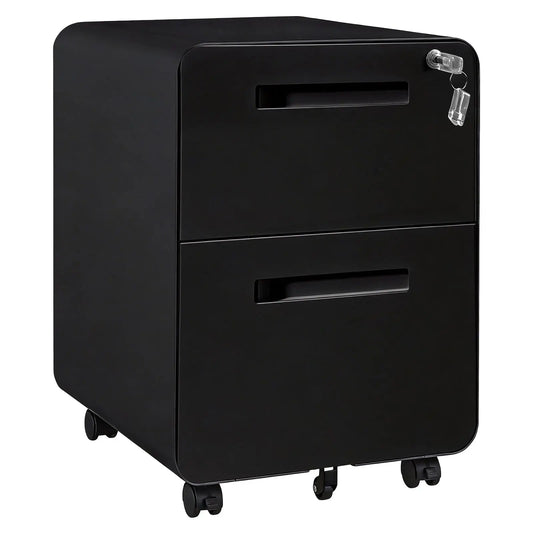 HiMISS Locking 2 Drawer On Wheels Rolling File Cabinet