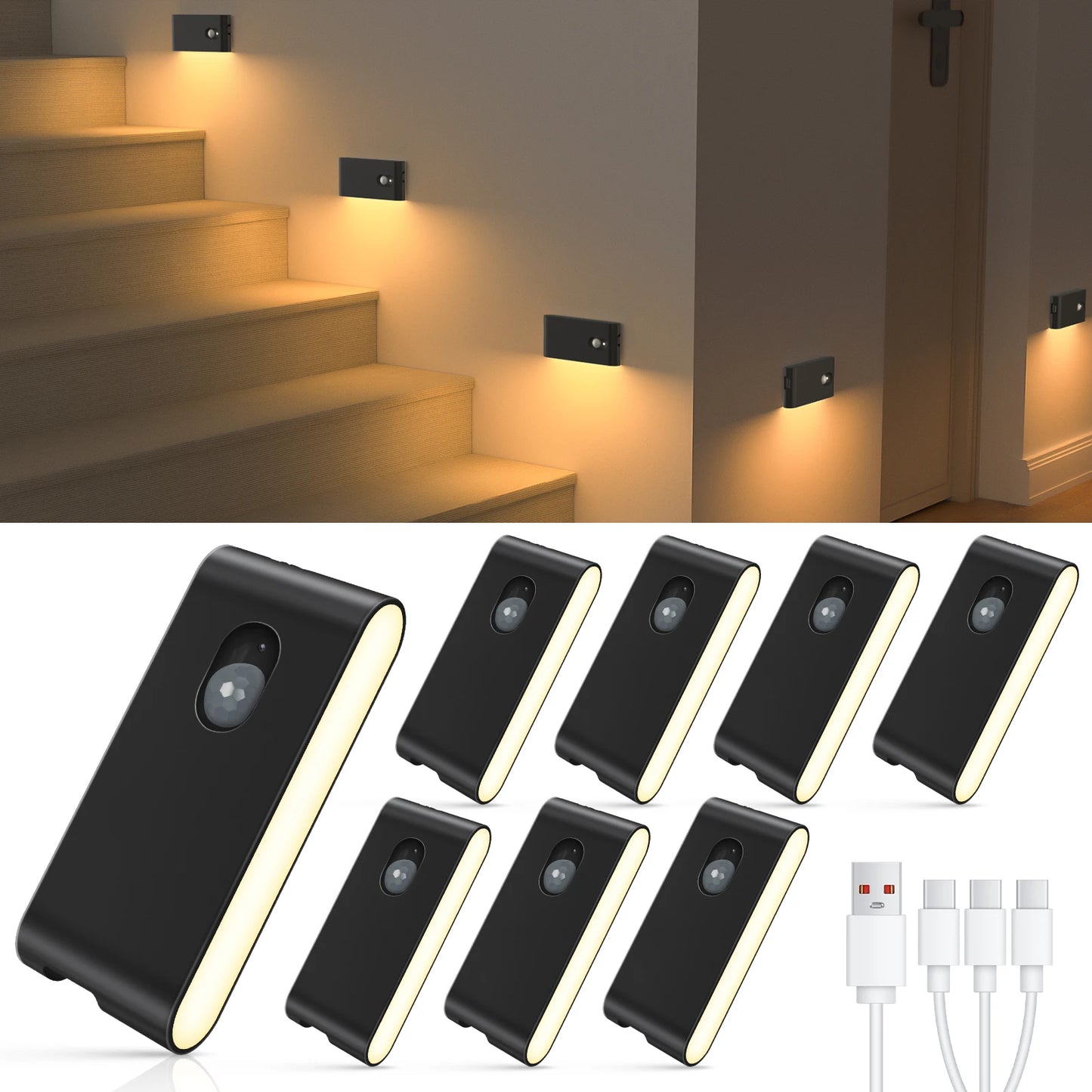 Willed Motion Sensor Wireless Stair Lights Indoor Battery Night Lights
