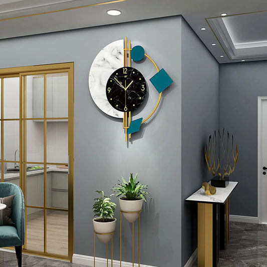 Marble Wall Clock Nordic Style Silent Battery Operated