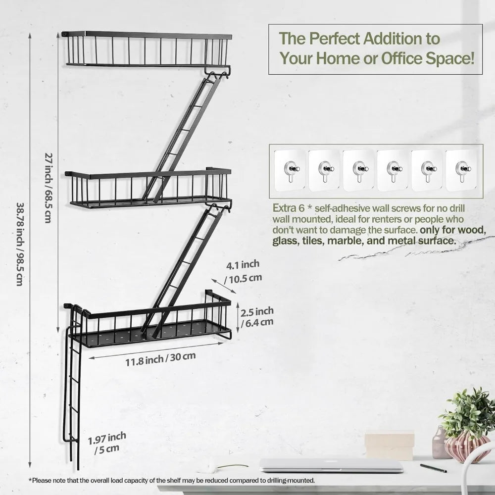 New York Fire Escape Wall Shelf Modern Ladder Style Metal