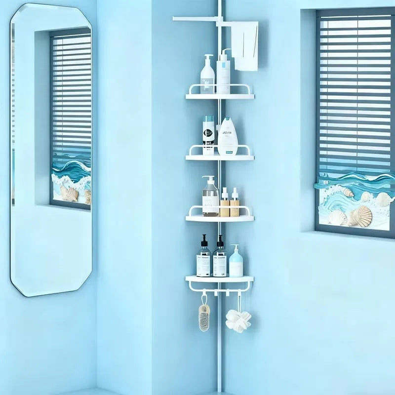 Corner Shower Bar Organizer Waterproof Floor Standing Towel Rack