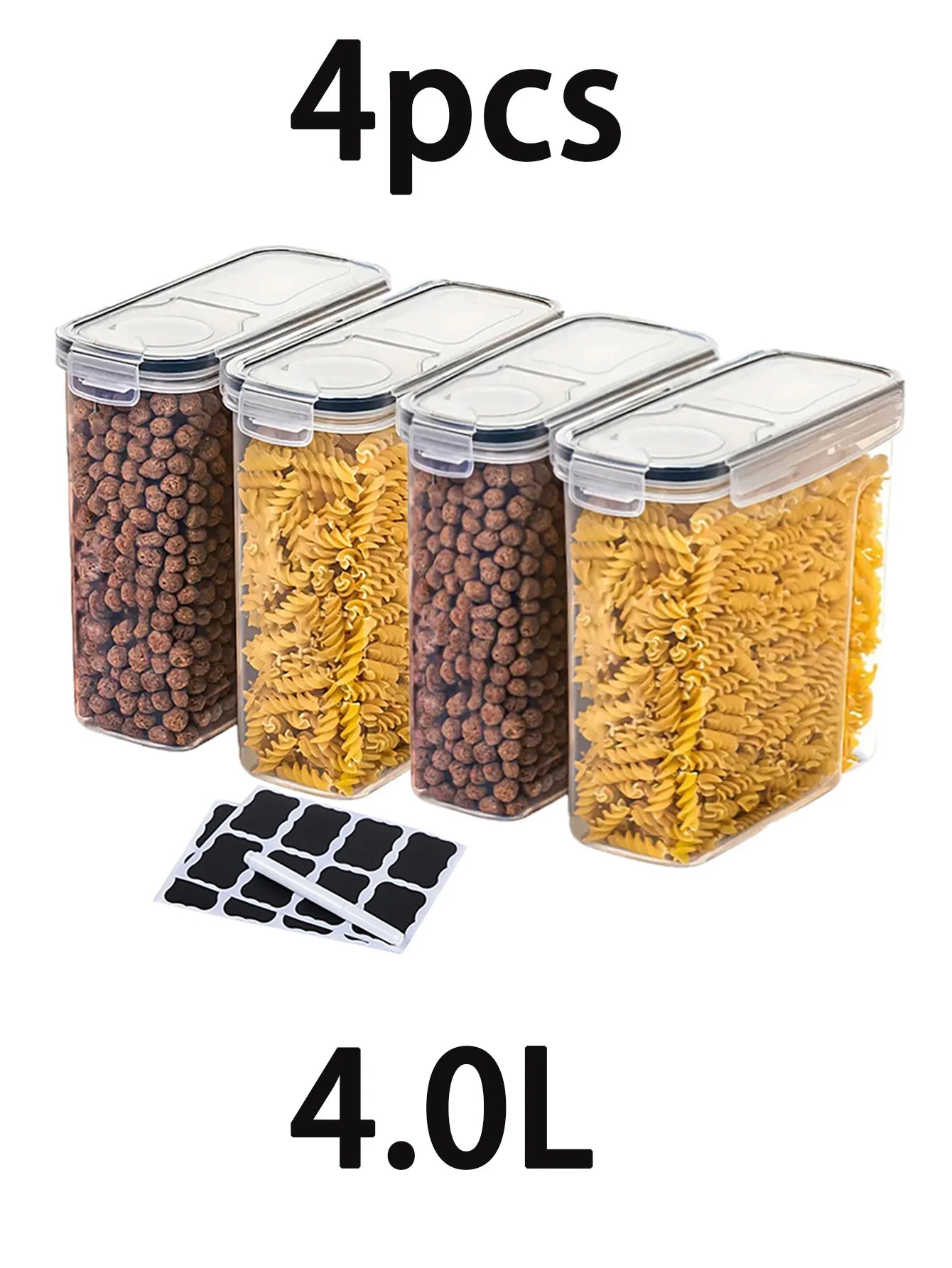 4 Piece Airtight Food Storage Containers With Lids For Kitchen Pantry