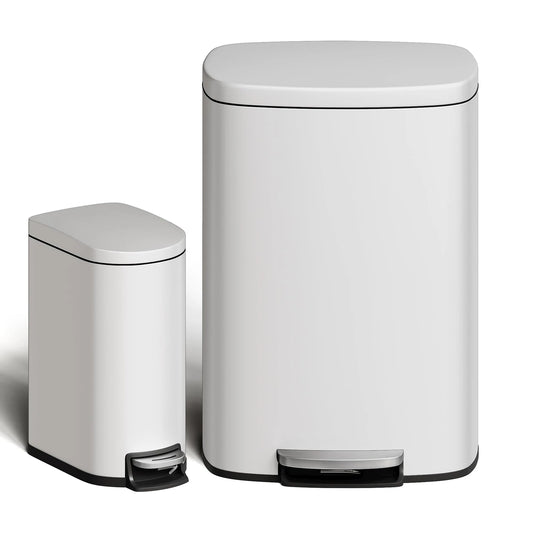 TWISTER.CKCN Stainless Steel StepOn Trash Can Combo Set