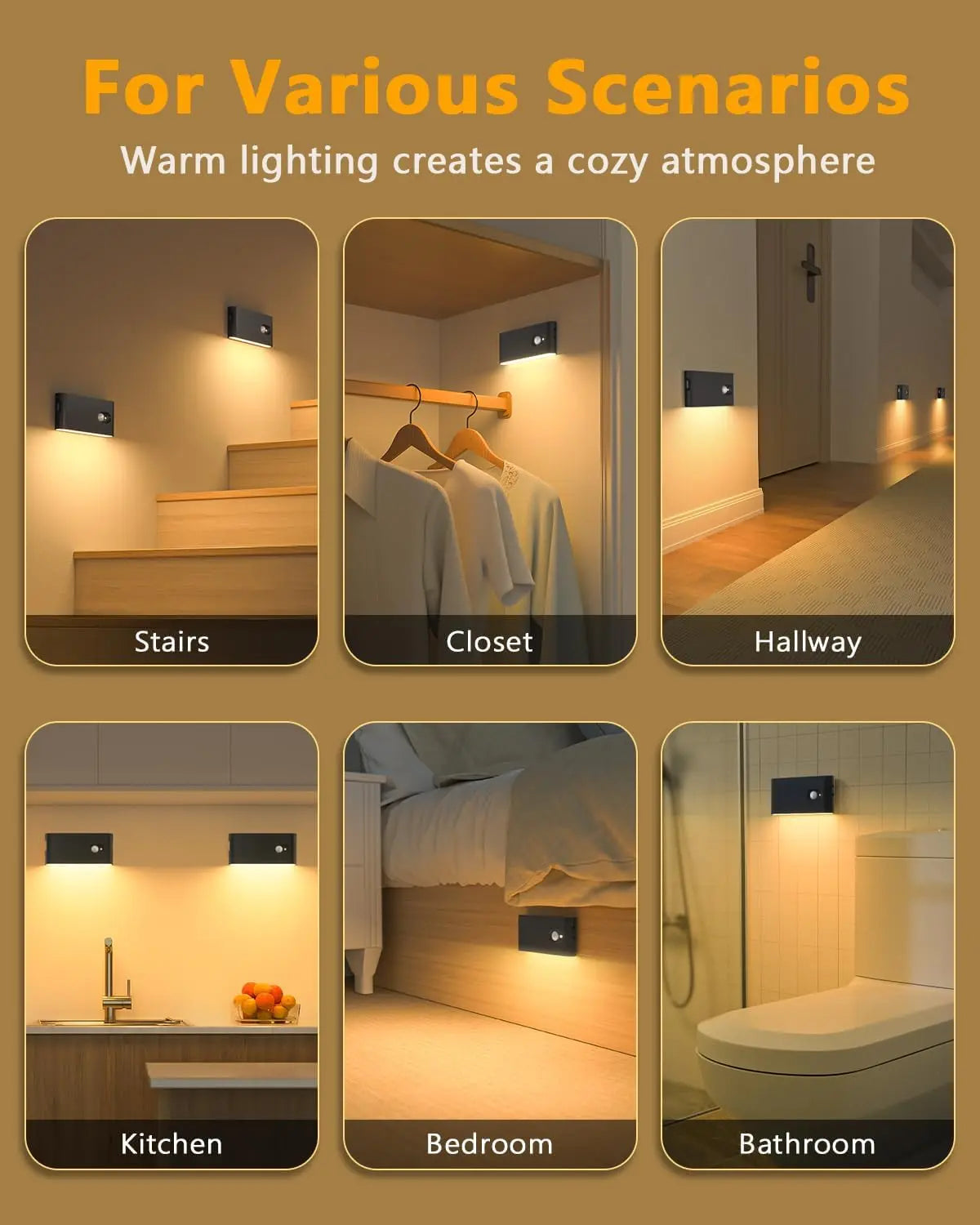 Willed Motion Sensor Wireless Stair Lights Indoor Battery Night Lights