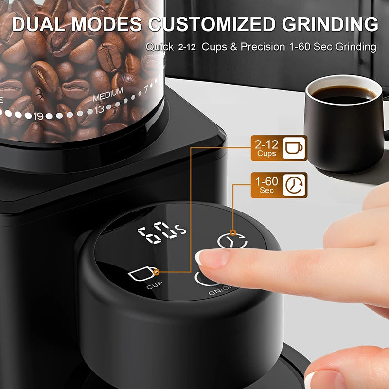 KIRAINAFLY Conical Burr Coffee Grinder With 25 Grind Settings Espresso