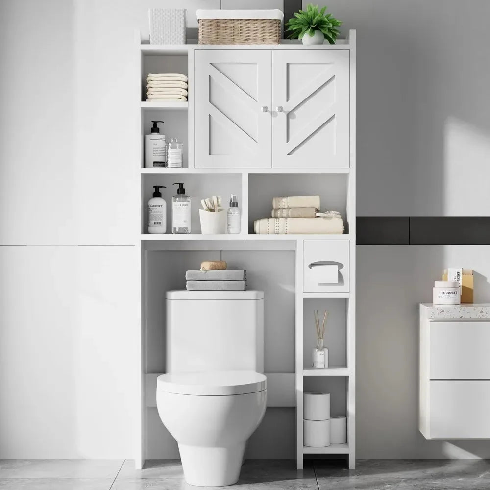 Over Toilet Bathroom Storage Cabinet With Paper Holder Freestanding Organizer