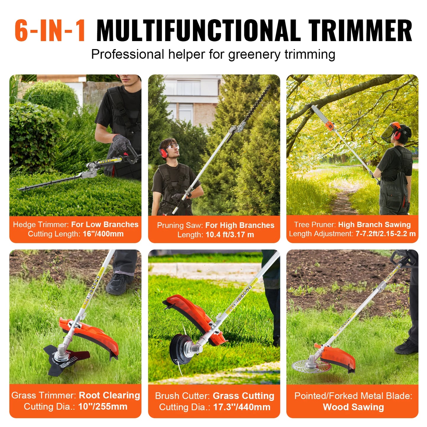 SucceBuy 52cc 6in1 Gas Hedge Trimmer Brush Cutter Edger