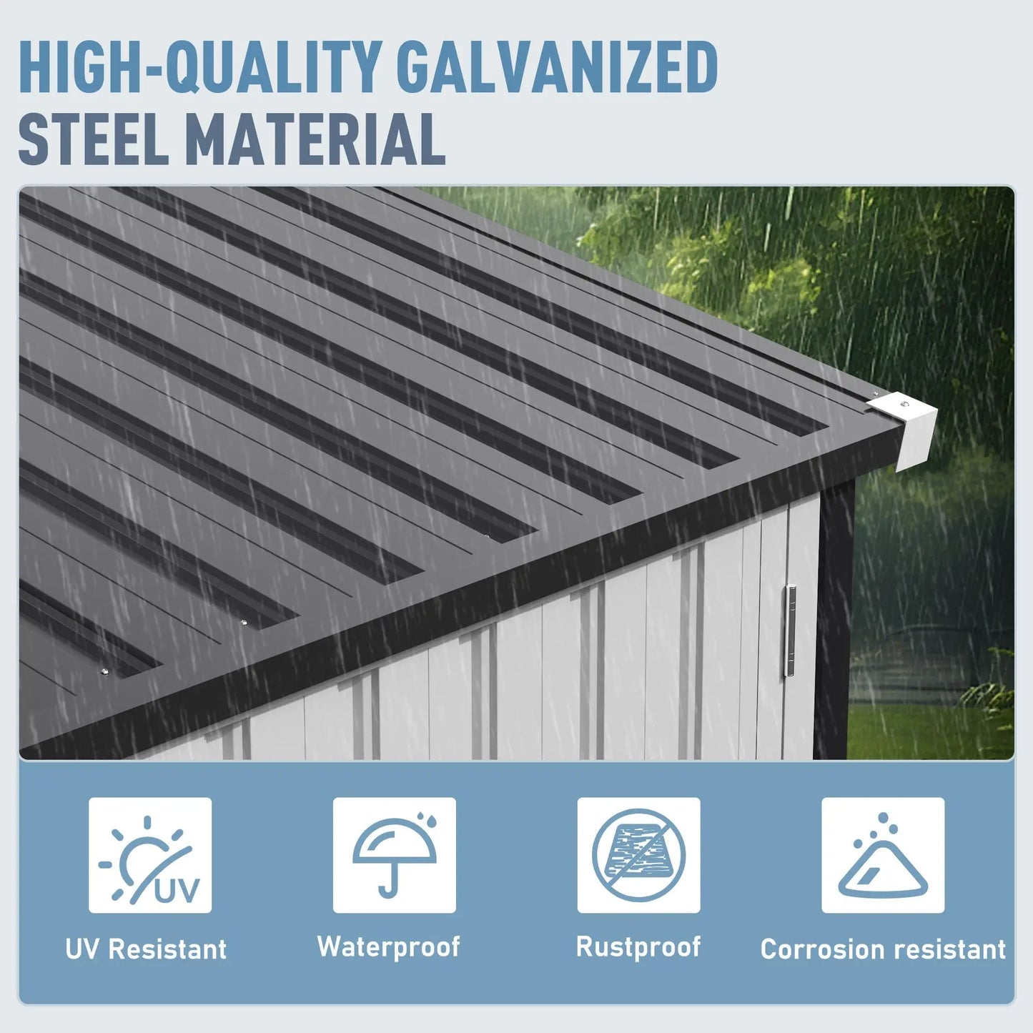VIWAT Outdoor Metal Storage Shed With Window Lockable