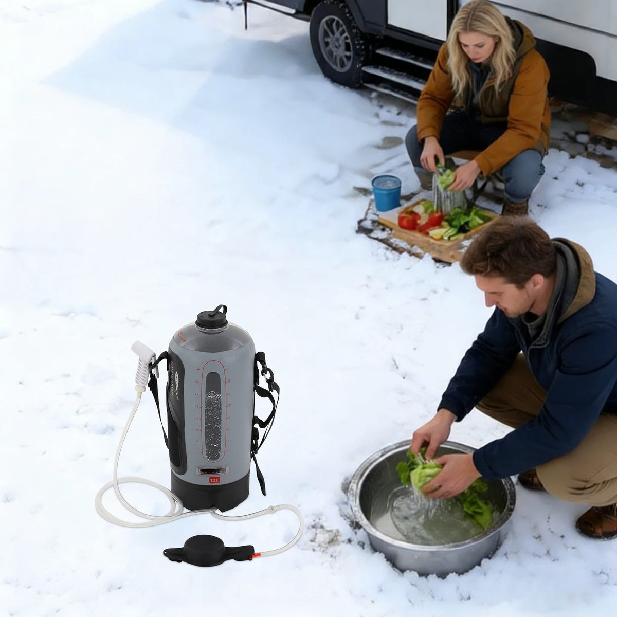 Portable Solar Camping Shower Bag With Hand Pump And Hose