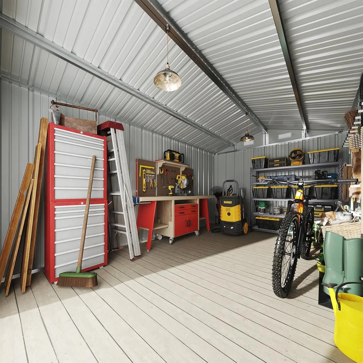 Outdoor Metal Storage Shed With Lockable Double Hinged Doors