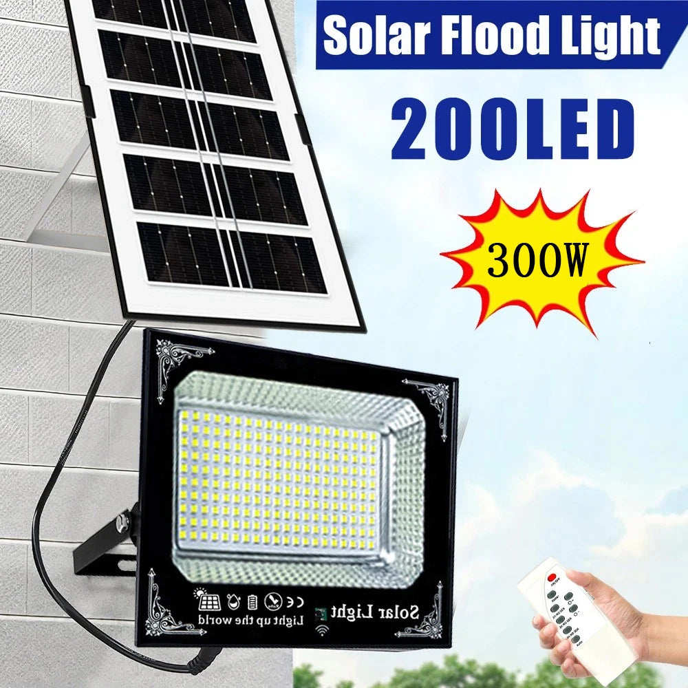 300W Solar Outdoor Flood Light Patio LED With Remote IP67