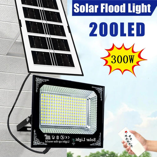 300W Solar Outdoor Flood Light Patio LED With Remote IP67