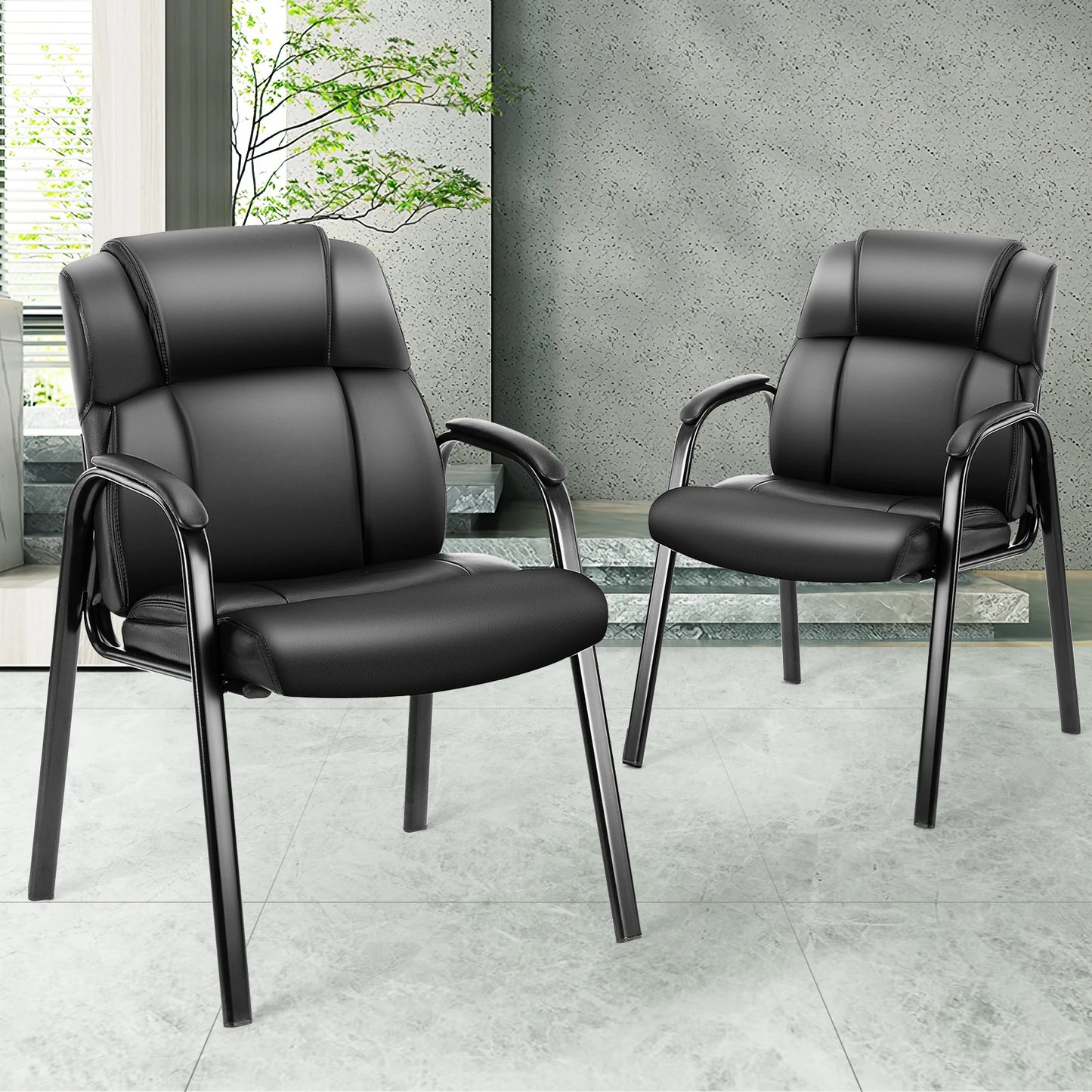 JHK Leather Waiting Room Cushioned Arm Office Guest Chair