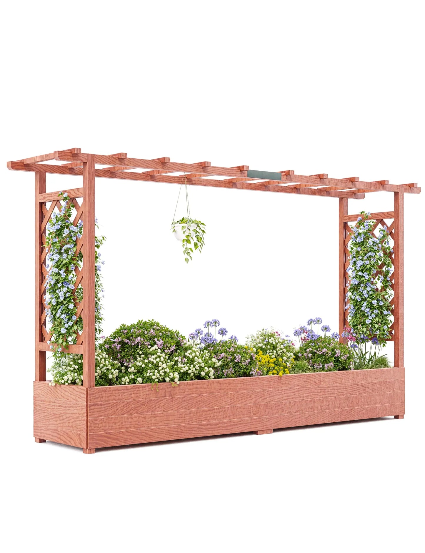 HiMISS Elevated Wooden Raised Garden Bed With Trellis