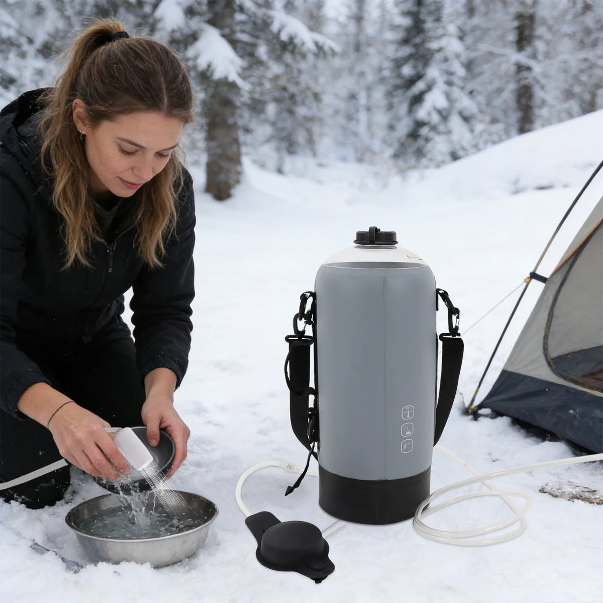 Portable Solar Camping Shower Bag With Hand Pump And Hose