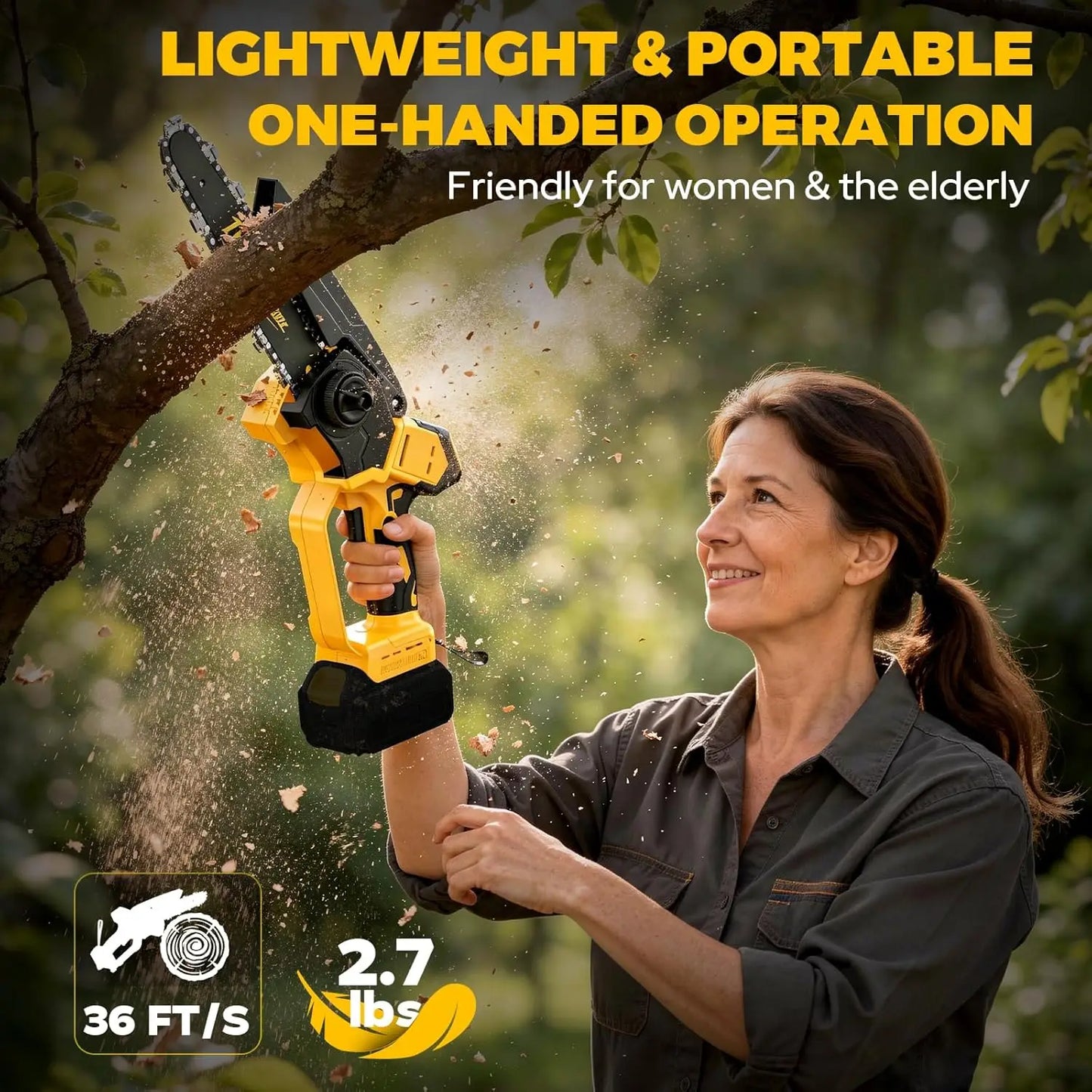 Cordless Mini Chainsaw, 6 & 8 Inch Brushless Electric Pruning Saw with Auto Oiler & Tool-Free Installation