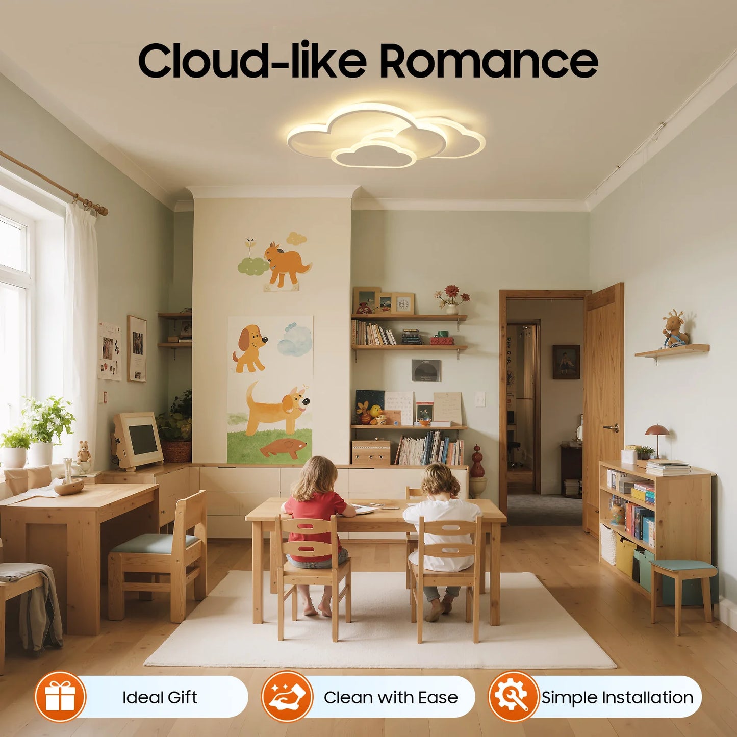 Cloud Shape LED Ceiling Light Fixture Three Temperature Modes