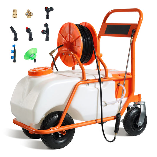 SucceBuy Battery Powered 15 Gal Garden Sprayer With Cart
