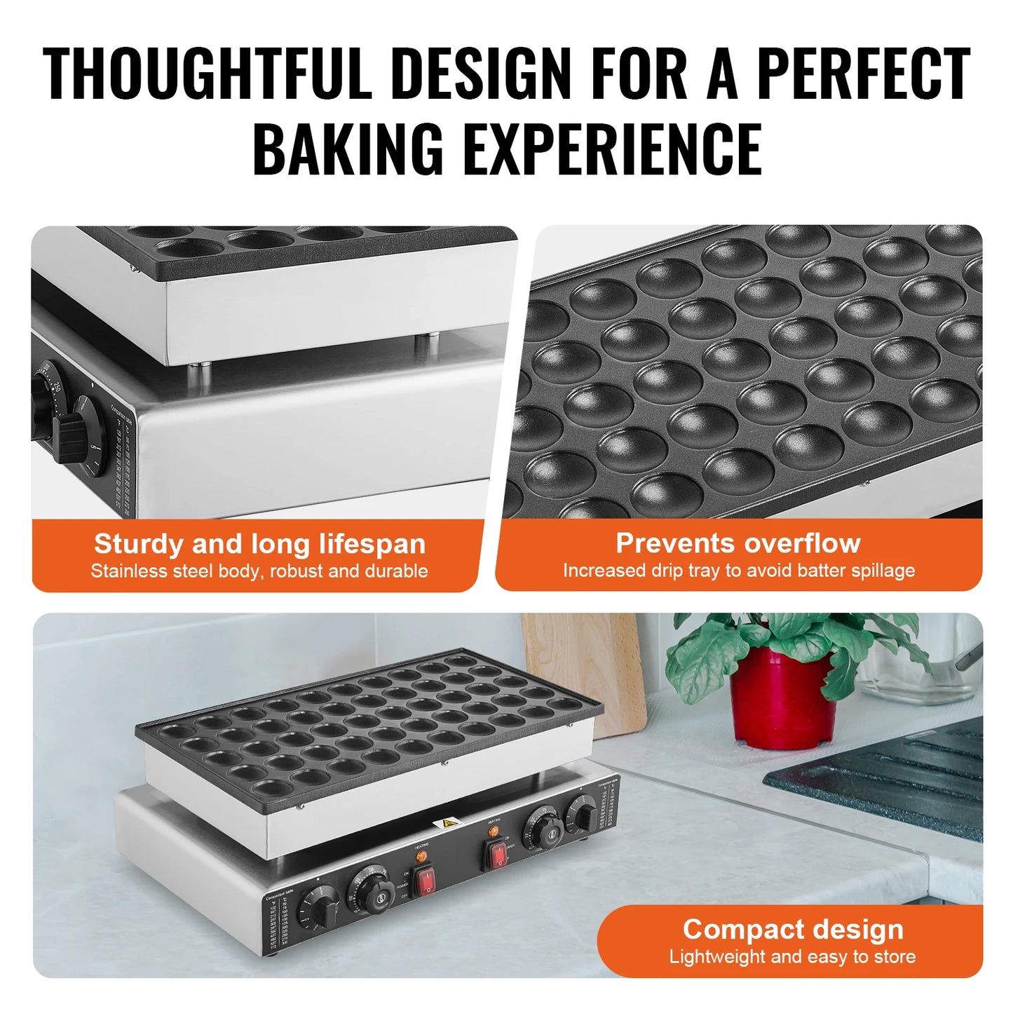 SucceBuy 50Pcs Dutch Pancake Dorayaki Maker Dual Temp Control