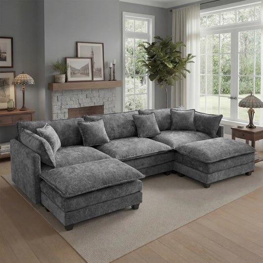 Redlife Modular Sectional Sofa With Ottoman For Living Room