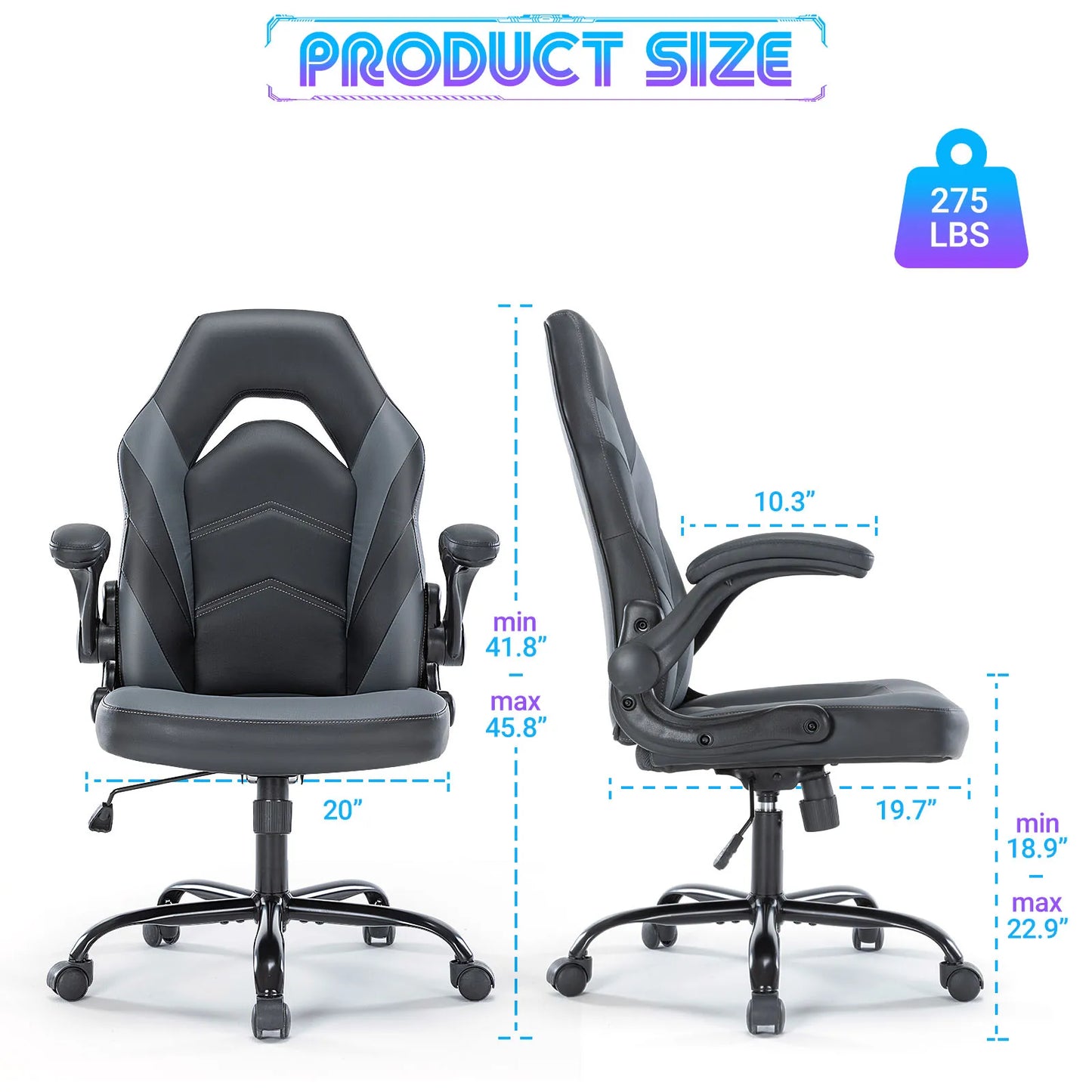 JHK Ergonomic Office Gaming Desk Chair With Flip Up Armrests