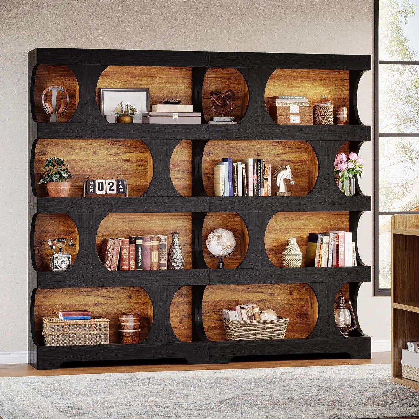 Little Tree Modern Asymmetrical Bookshelf Freestanding Display Shelf Home Office