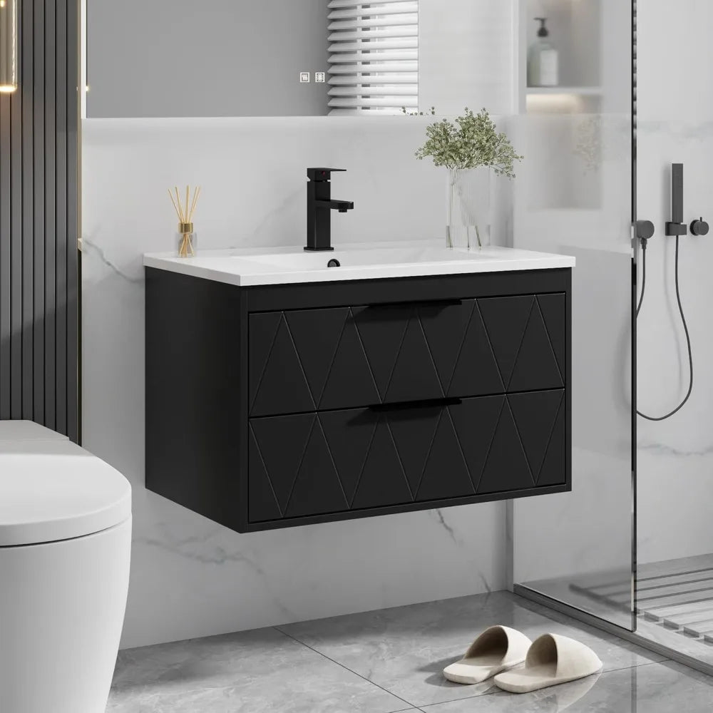 Bathroom Vanity Cabinet With Sink Wall Mounted Floating Soft Close