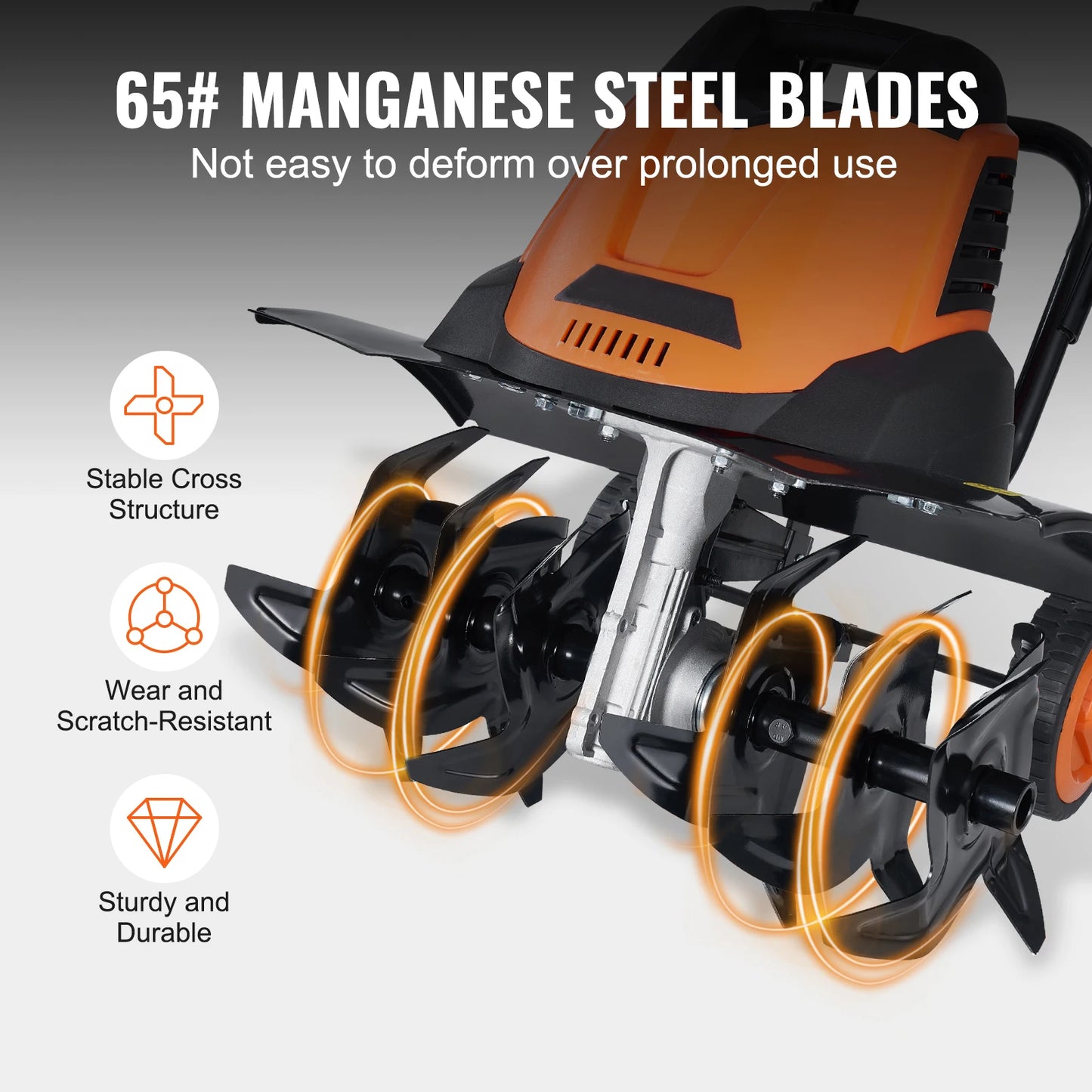 SucceBuy 12 Amp Electric Tiller Corded Cultivator Steel Mn Tines