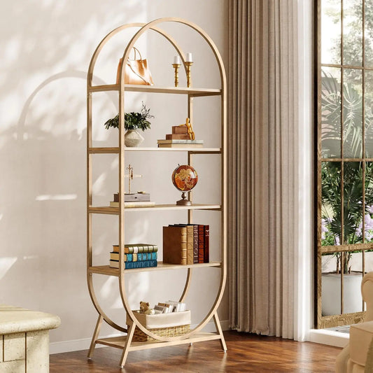 Little Tree 5-Tier Arched Bookcase Freestanding Display Shelf