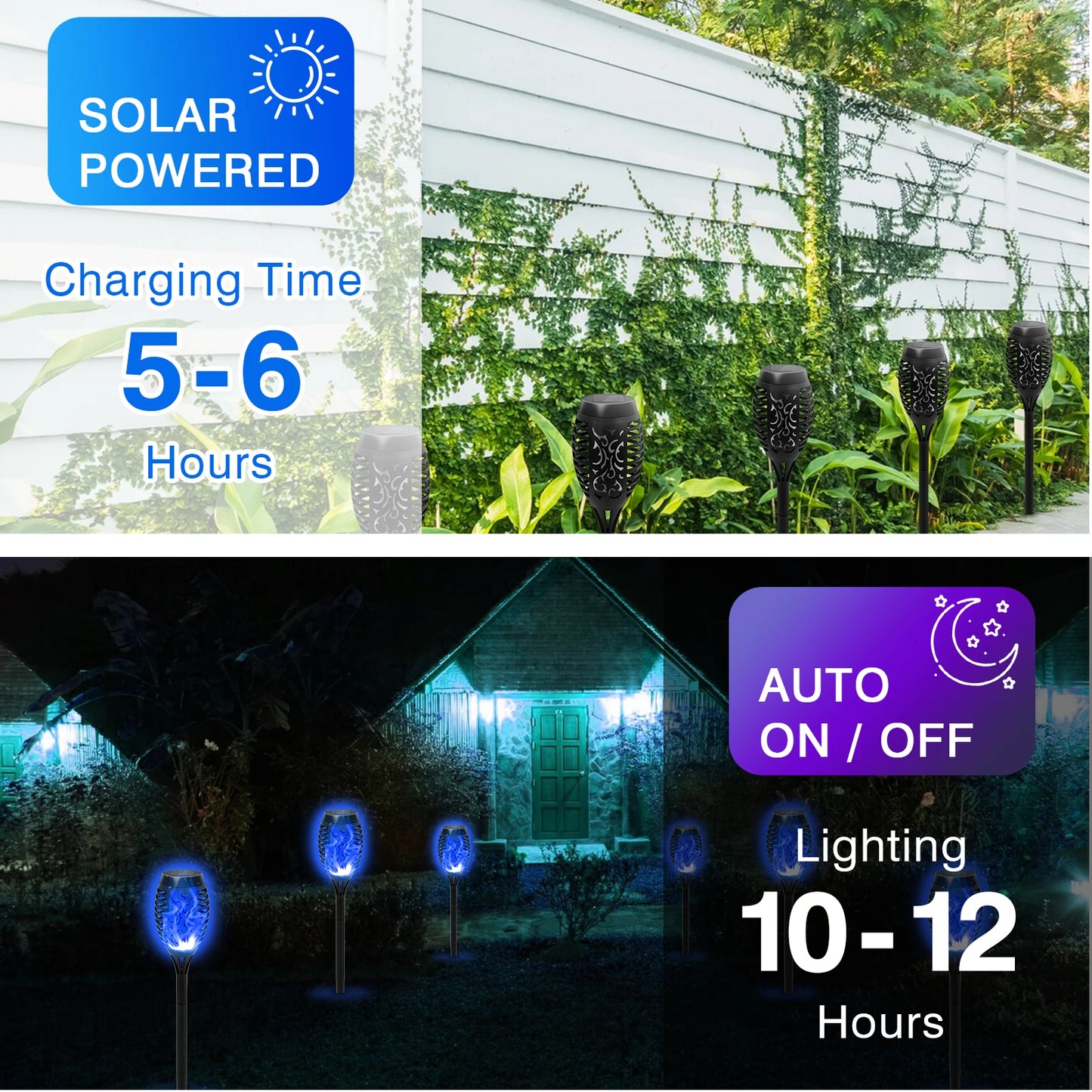 Solar Torch Lights Waterproof 8 Pack Flickering Flame Garden Decor