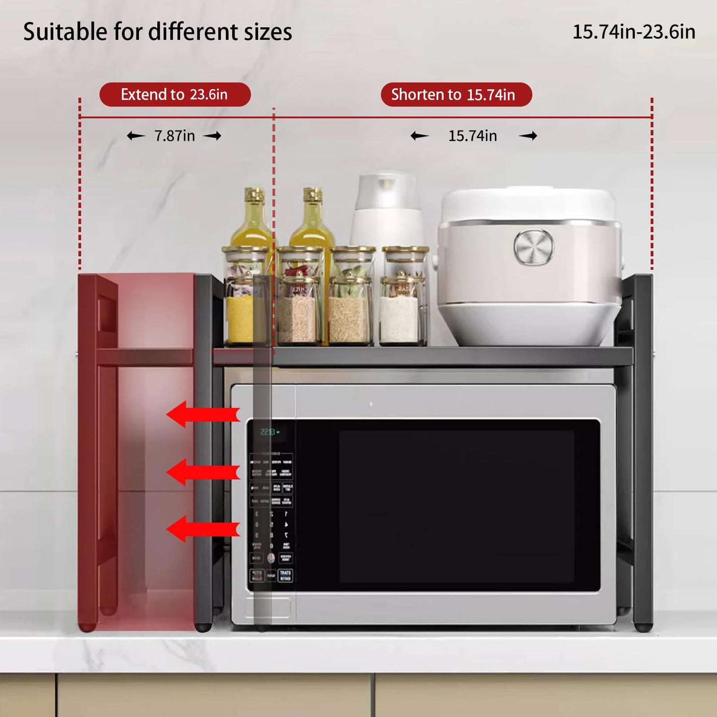 Expandable Microwave Shelf Organizer Moistureproof Countertop Storage