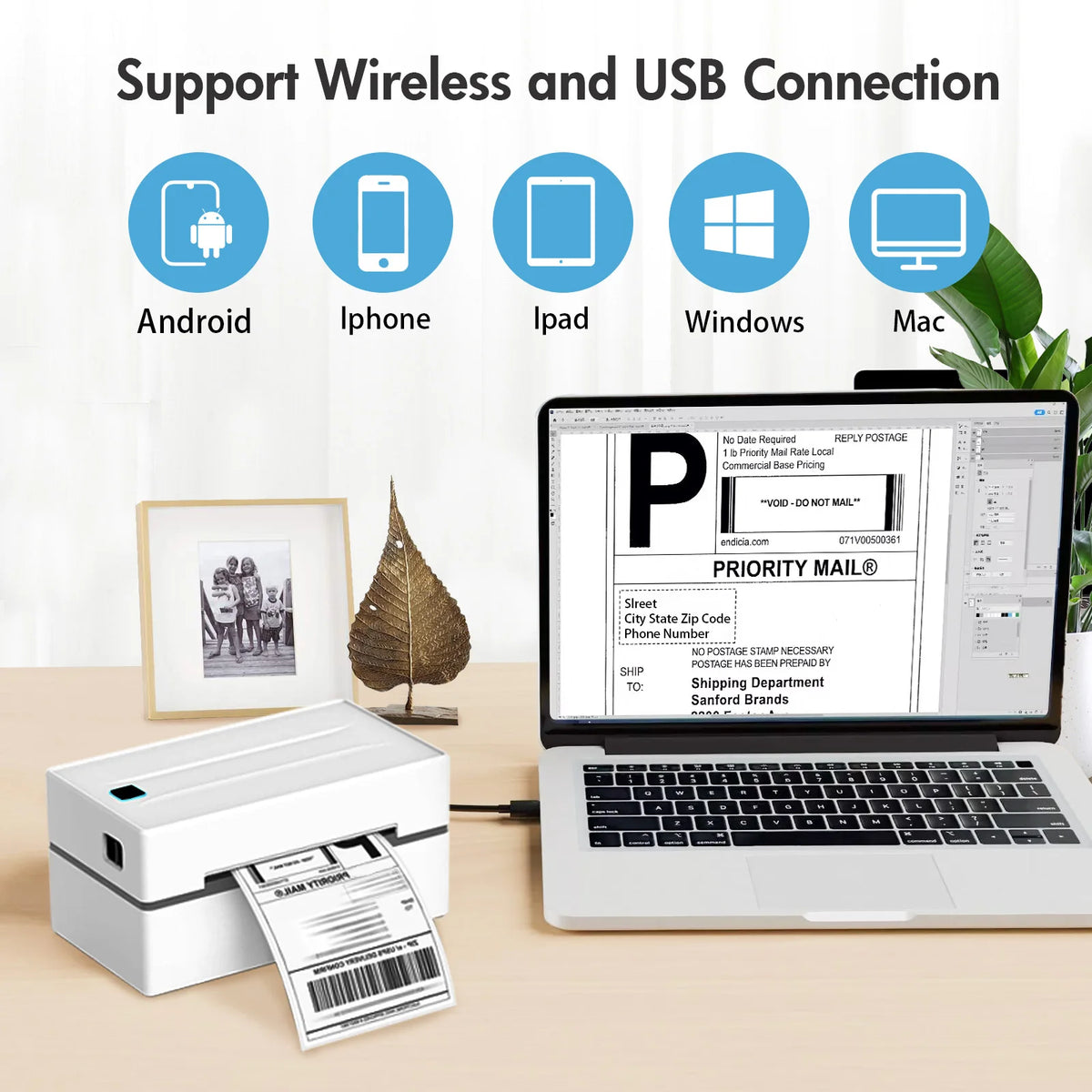 TakeYou Portable Thermal Label Printer Bluetooth USB Shipping Labels