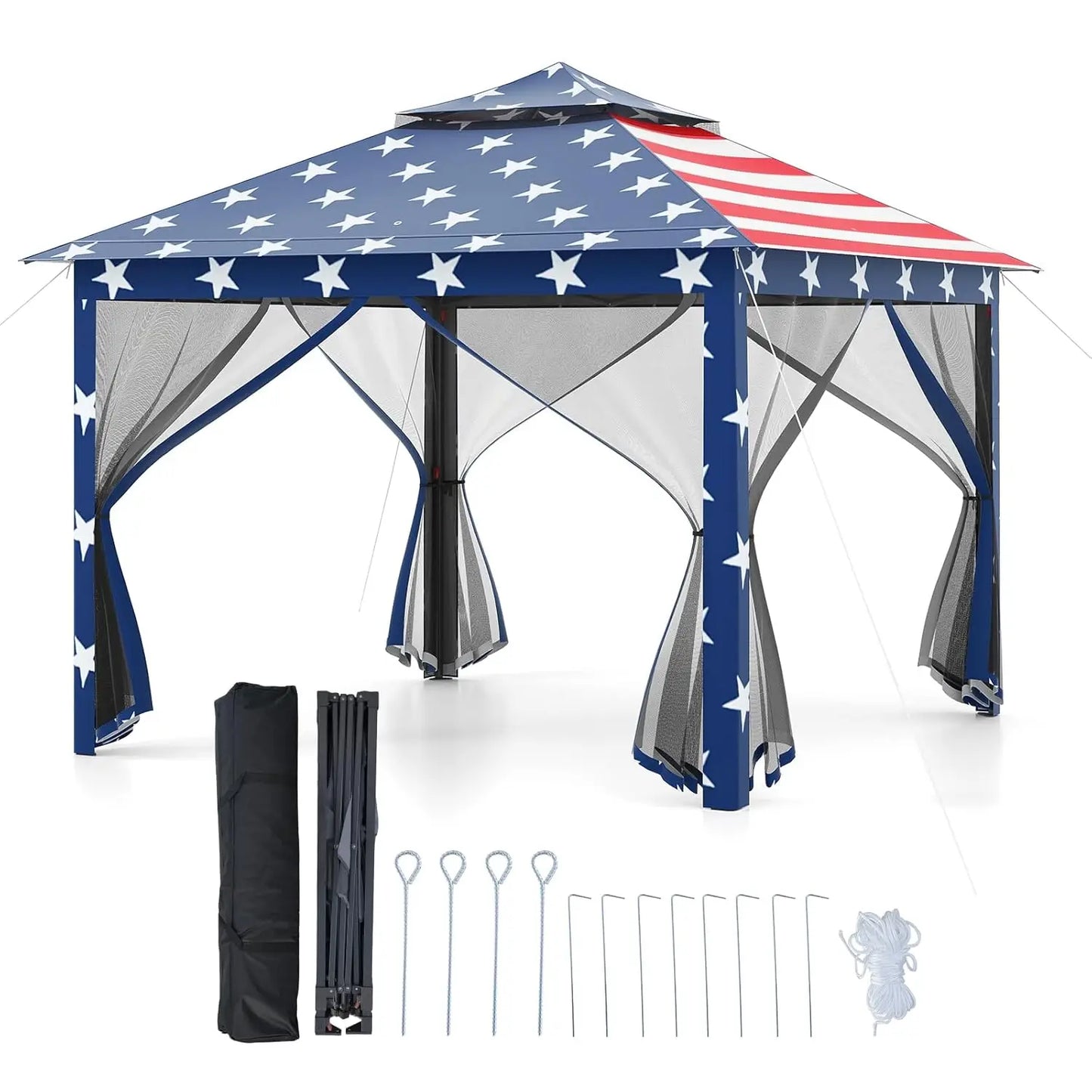 Pop Up Gazebo Canopy Shelter With Mesh Netting Sidewalls