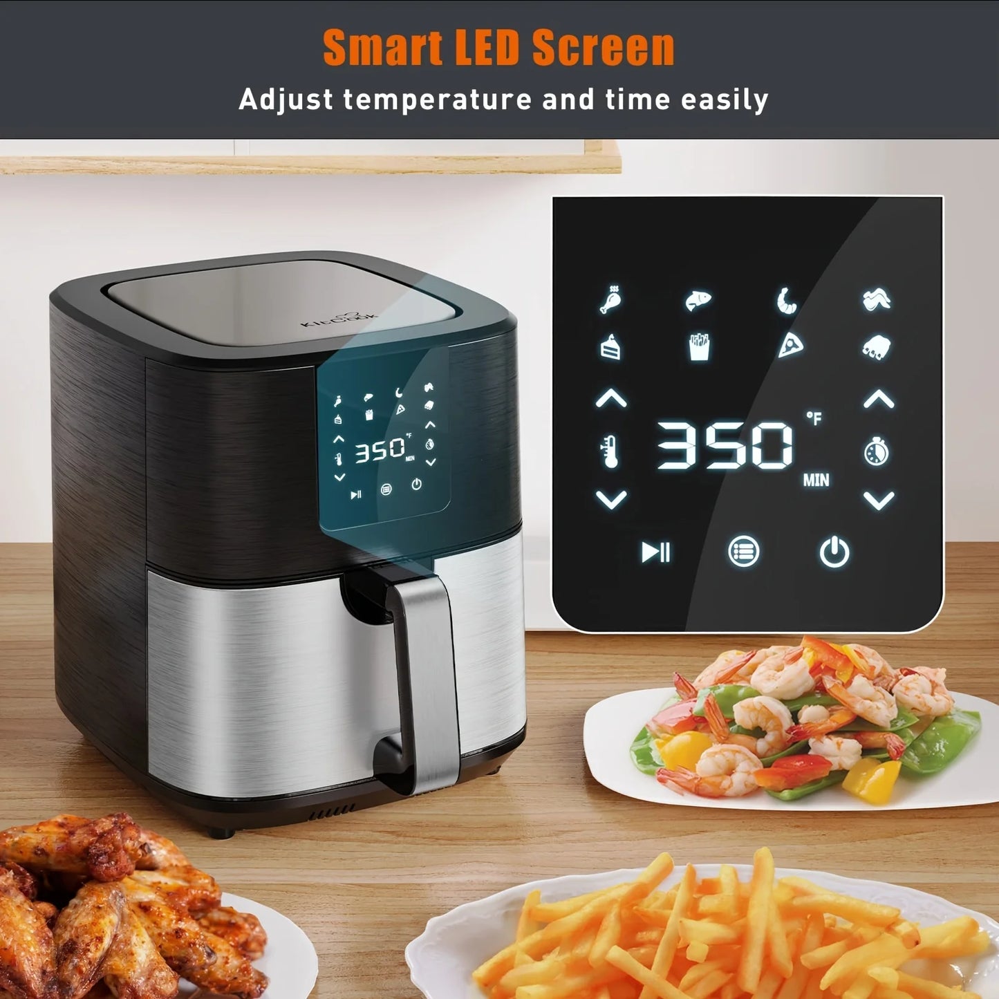 KitCook Air Fryer With Digital Touch Screen And 8 Presets